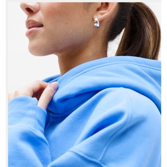 Athleta M Forever Fleece Ultra Crop Cornflower Blue Medium - Picture 2 of 7